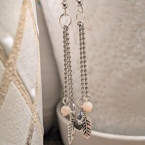 Elegant Silver Chain Leaf Earrings